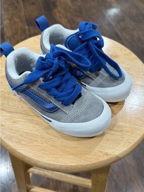 Vans Kids Gray and Blue Knu Skool Sneakers